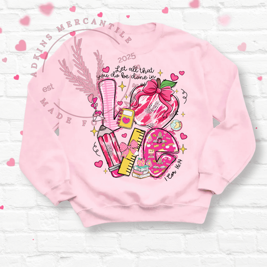 Valentine's LOVE Teacher Crewneck Sweatshirt