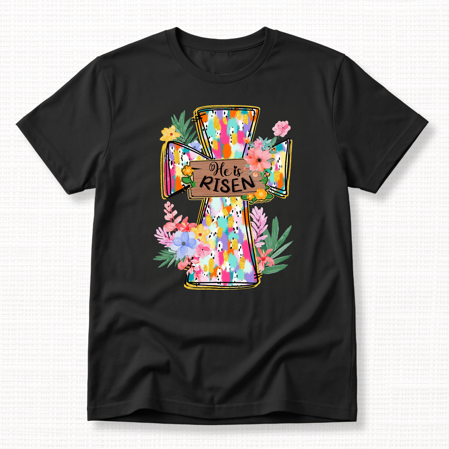 Easter He Is Risen Cross T-Shirt