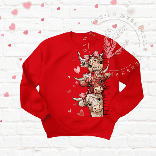 Valentine’s Cow Heart Crewneck Sweatshirt