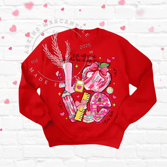 Valentine's LOVE Teacher Crewneck Sweatshirt