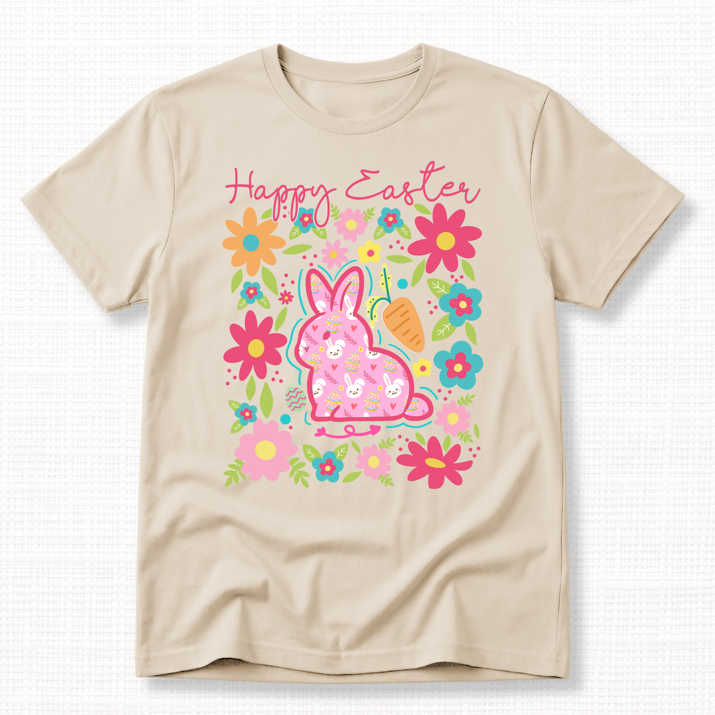 Happy Easter Floral Bunny Graphic T-Shirt
