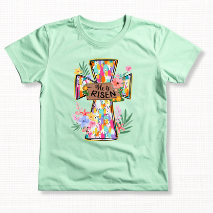 Easter He Is Risen Cross T-Shirt