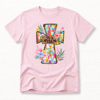 Easter He Is Risen Cross T-Shirt