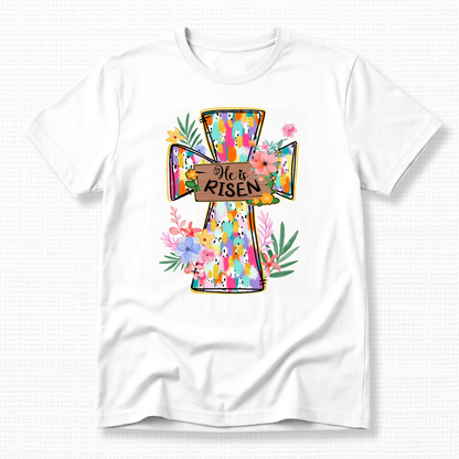 Easter He Is Risen Cross T-Shirt