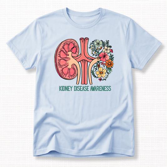 Floral Kidney Disease Awareness T-Shirt