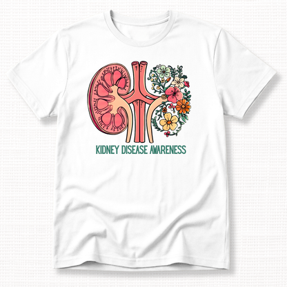 Floral Kidney Disease Awareness T-Shirt