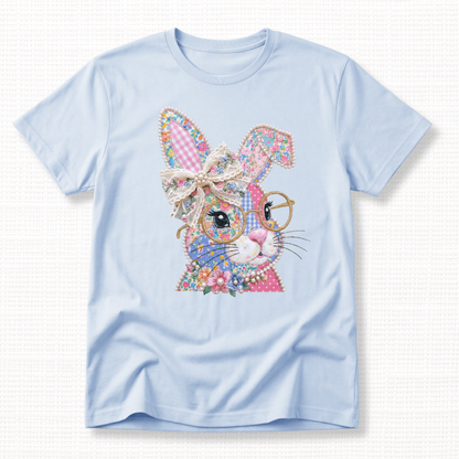 Vintage Patchwork Easter Bunny Graphic T-Shirt