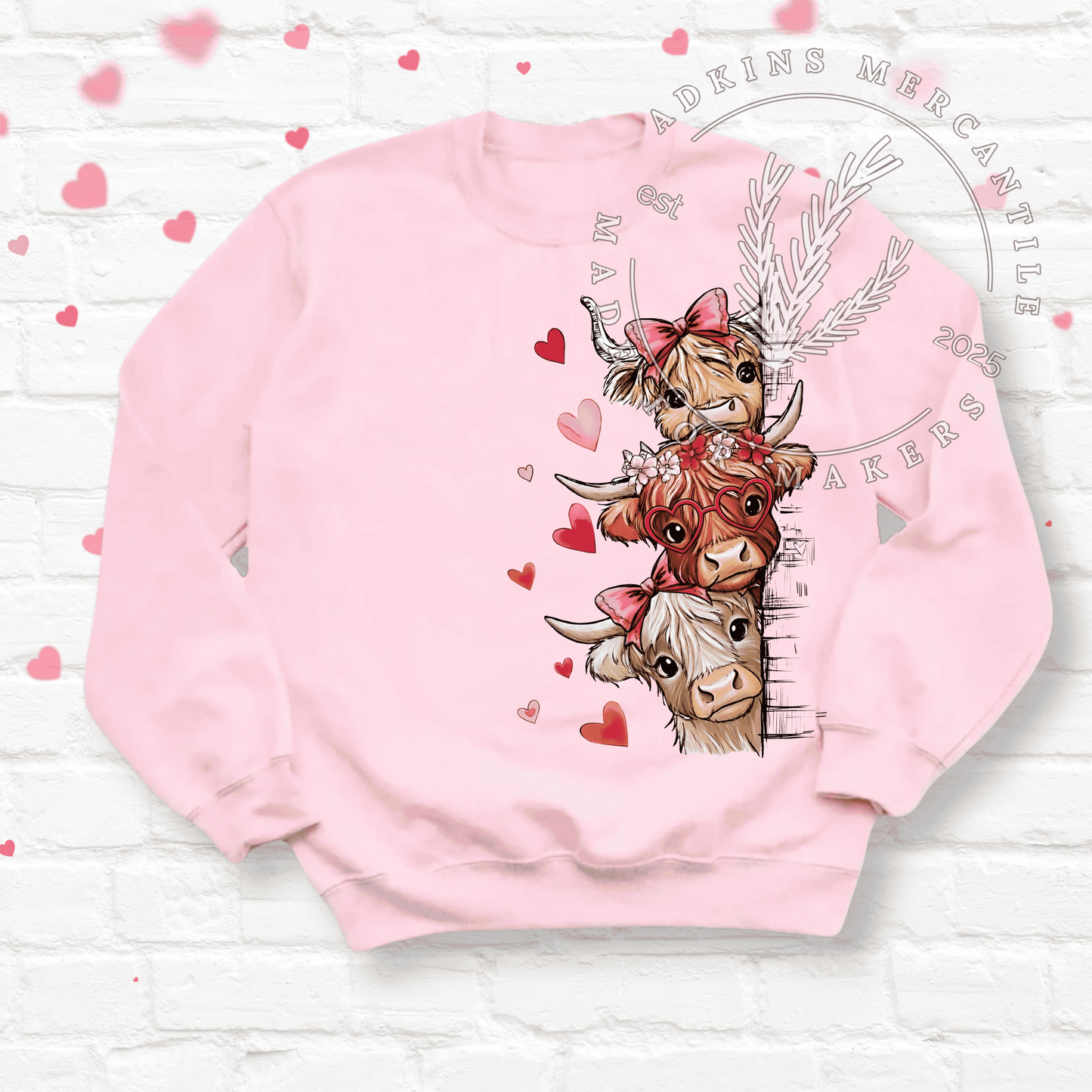 Valentine’s Cow Heart Crewneck Sweatshirt