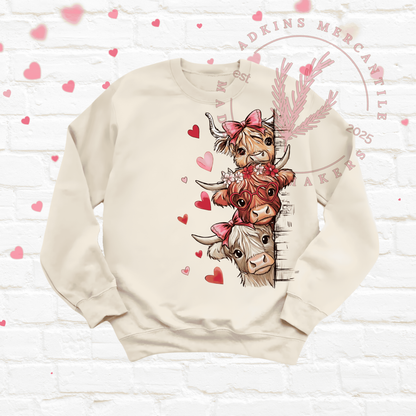 Valentine’s Cow Heart Crewneck Sweatshirt