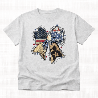 Honor the Brave Patriotic Bow Graphic T-Shirt