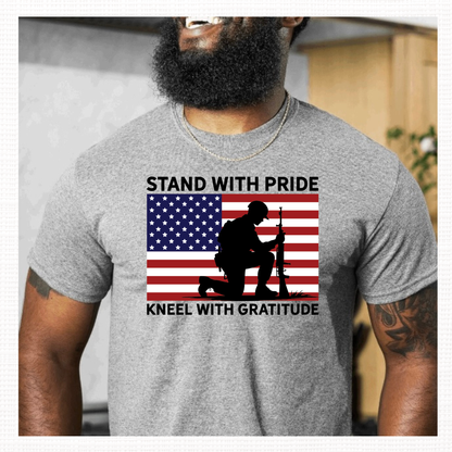 Stand With Pride Kneel With Gratitude Patriotic T-Shirt