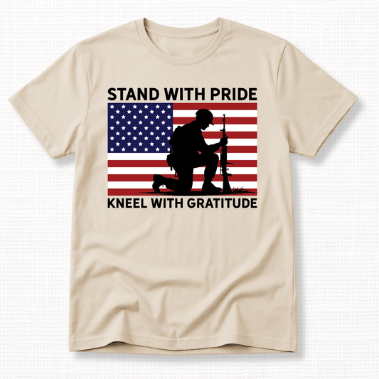 Stand With Pride Kneel With Gratitude Patriotic T-Shirt